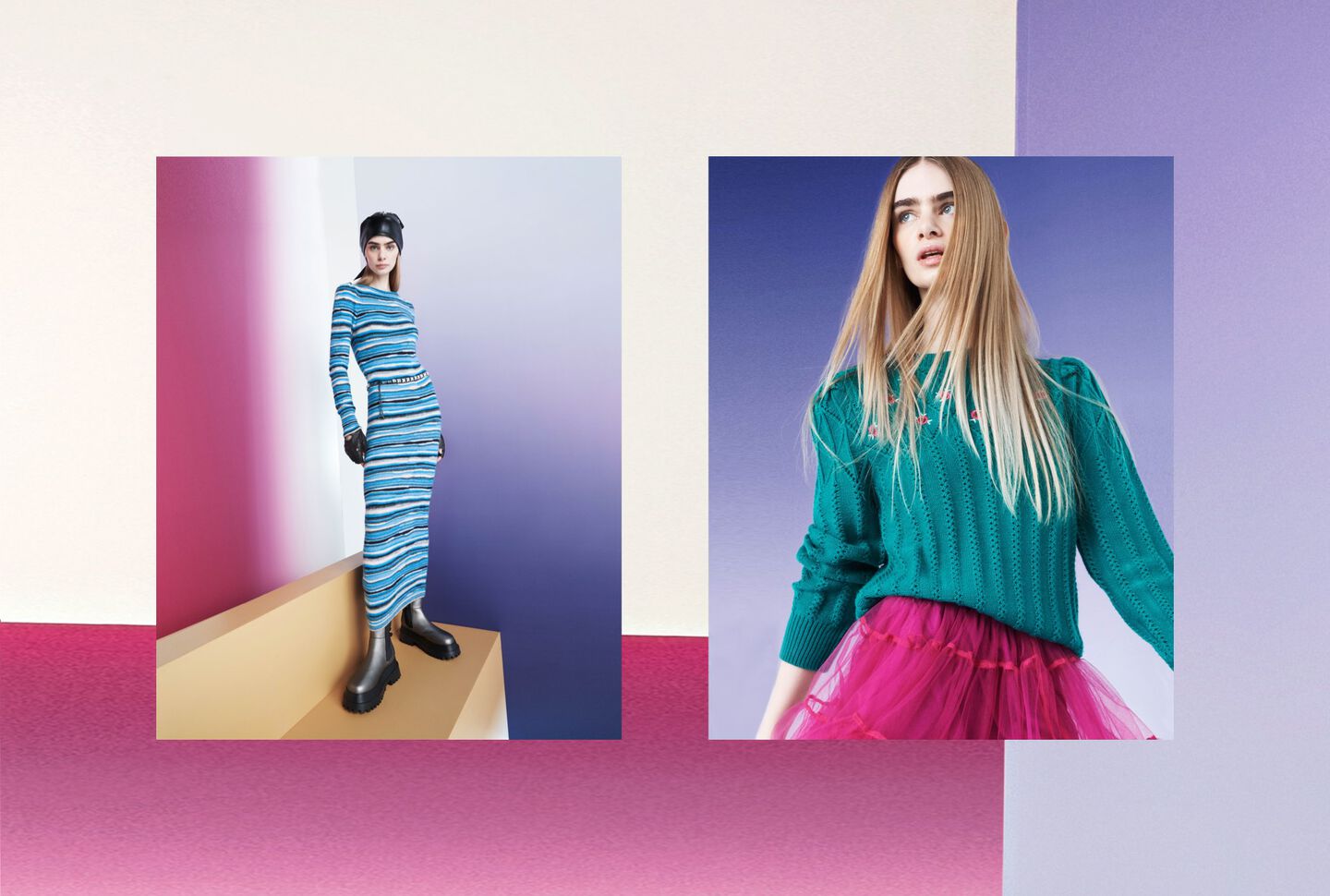 campagna actitude twinset vestito in maglia aderente righe donna autunno inverno 2022