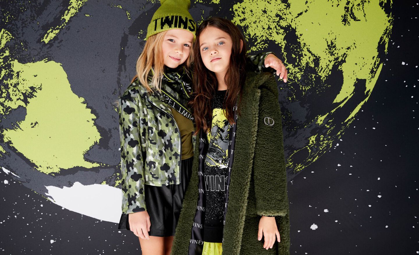 campaign twinset milano green jackets trendy look girl fall winter 2022