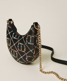 'Moon' hobo bag with double shoulder strap and logo Flower / Black Oval T Design Woman 222TD8112-02