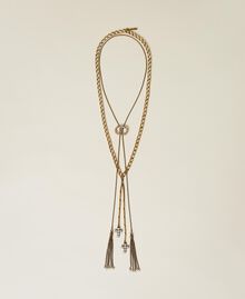 Halsketten-Set mit Choker und Rosenkranzkette „Kupfriges Altmessing“-Gold Frau 222TA4017-01