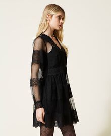 Short tulle and lace dress Black Woman 222TP2252-04