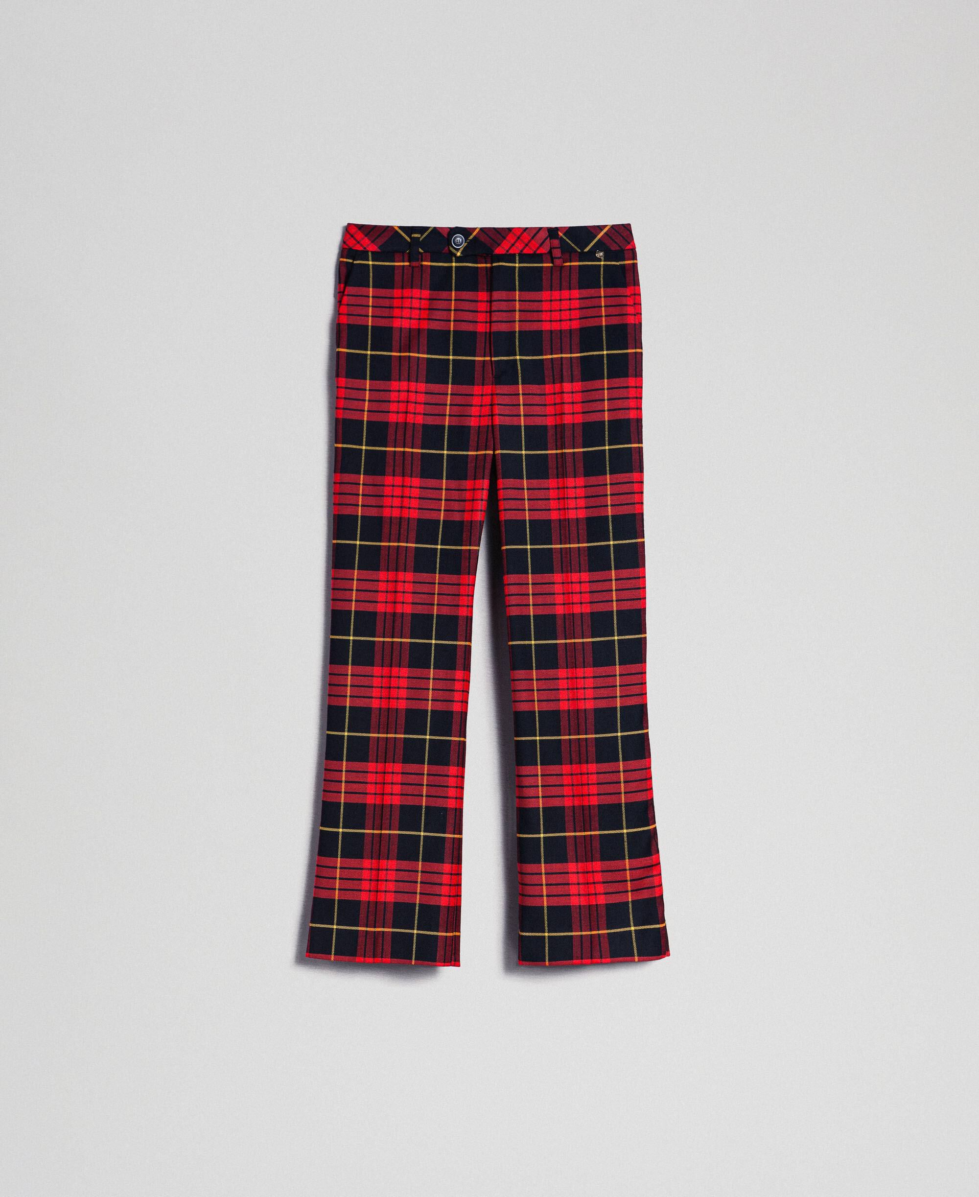 red chequered trousers