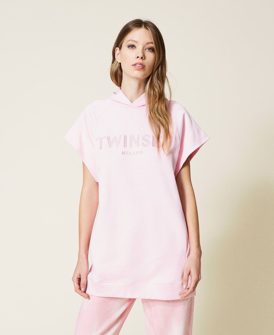 Maxi sweat-shirt avec logo brodé Rose « Bouquet » Femme 221TP2163-01