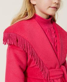 Velour wool cloth coat with fringes Silk Fuchsia Child 222GJ2252-05