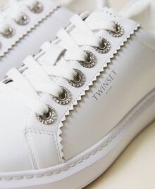 Sneakers in pelle con strass Bianco Donna 221TCP190-04