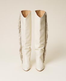 Leather high boots with fringes White Snow Woman 212TCP10G-05