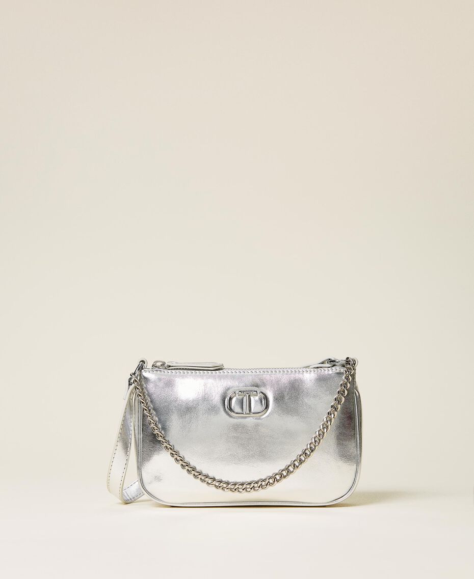 'Petite' laminated shoulder bag Silver Woman 222TB709E-01