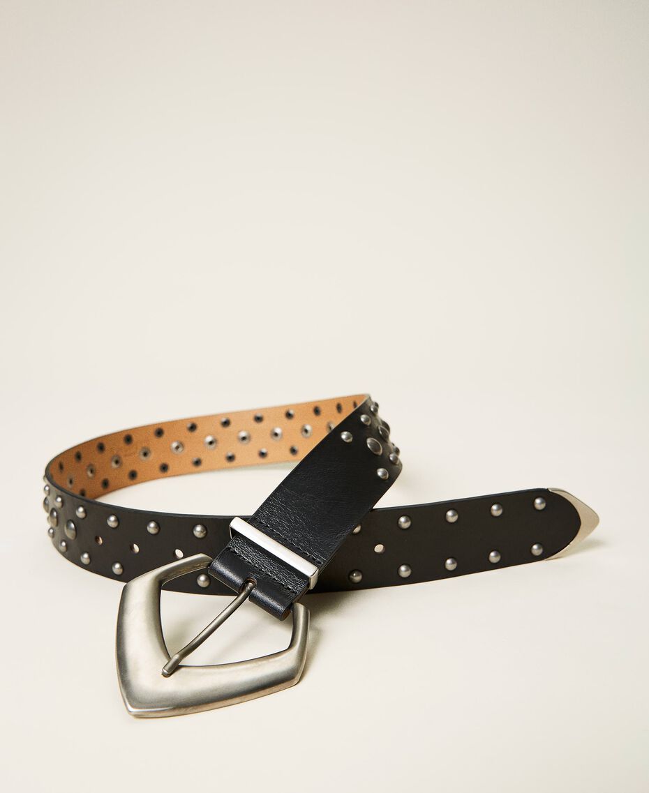 Studded leather belt Black Woman 212TO509C-01