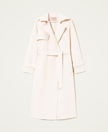 Crêpe trench coat with belt Sour cream Woman 999TN210F-0S