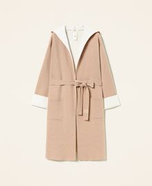 “Responsible” merino wool blend cardigan Two-tone Chalk / Camel Woman 212TQ312C-0S