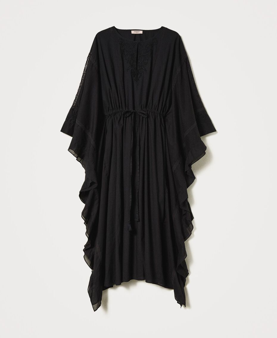 Marrakech muslin long dress with embroidery Black Woman 211TT2704-0S