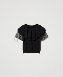 Knitted top with tulle and cape Black Woman 231AP3131-0S