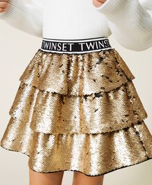 Full sequin skirt with flounces Gold Yellow Child 212GJ2393-05