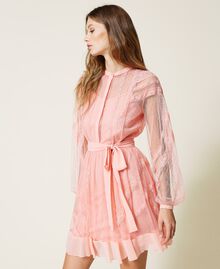Point d'esprit tulle dress with lace "Peach Cream” Pink Woman 221TP2171-02