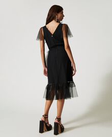 Wrap-around dress with tulle flounces Black Woman 231AP2233-04