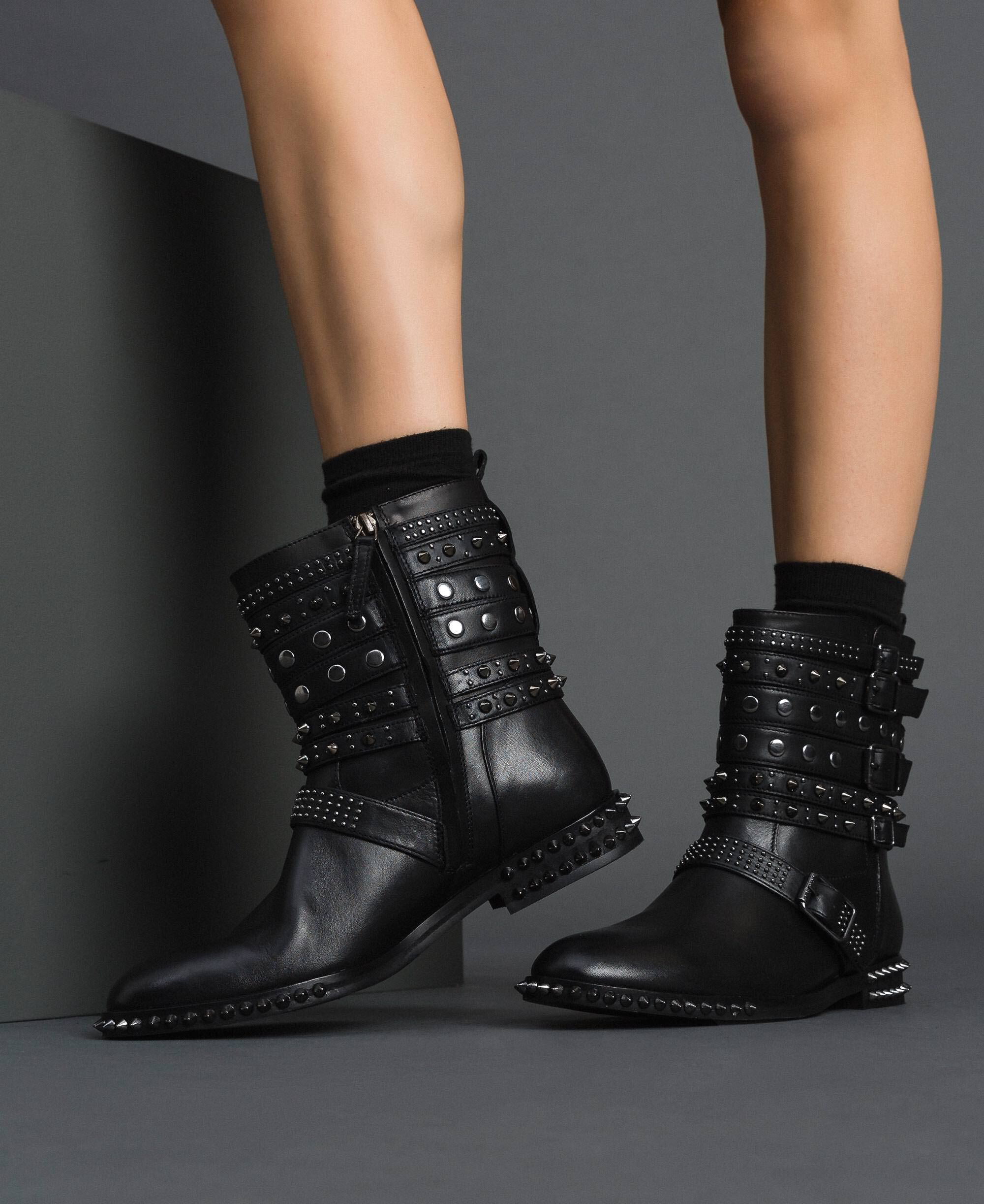 biker boots with straps