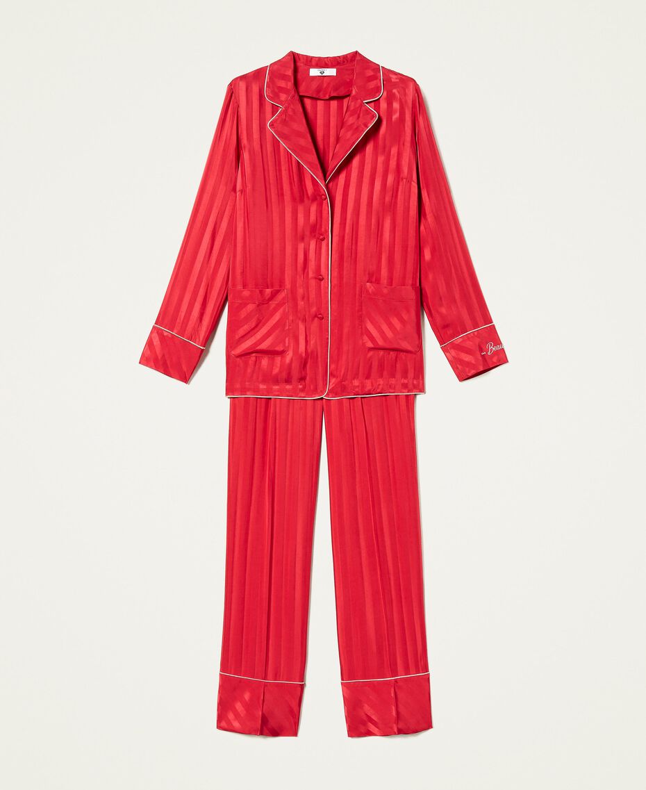 Pyjama en satin jacquard Rouge Cerise Femme 221LL2FAA-0S