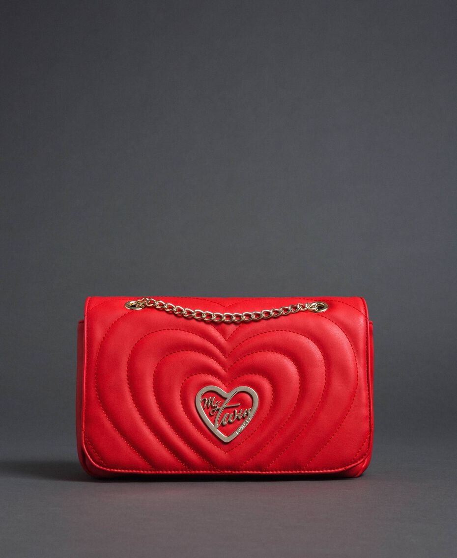 Shoulder bag with quilted hearts