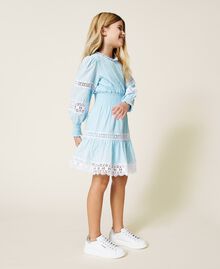 Muslin dress with lace "Cool Blue” Light Blue Child 221GJ2Q50-02