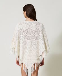 Knit poncho with fringes Mother Of Pearl Woman 231AA4240-04