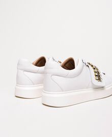 Leather trainers with bezels White Woman 201TCP094-03