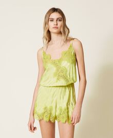 Pyjama combinaison avec dentelle rebrodée Vert « Green Oasis » Femme 221LL2FFF-01