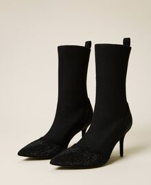 Sock boots with rhinestones Black Woman 222ACP244-03