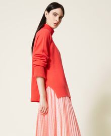 Pullover aus Wolle und Kaschmir „Coral Candy“-Rot Frau 212TT3120-05