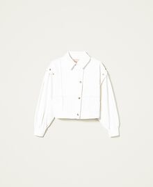 Bull jacket with studs White Denim Woman 221TP2090-0S