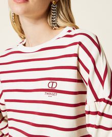 Striped sweatshirt with logo "Snow" White / Grape Stripe Woman 222TP2133-05