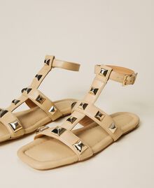 Nappa sandals with studs "Nude" Beige Woman 221TCP054-02