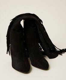 Leather high boots with fringes Black Woman 212TCP10C-05