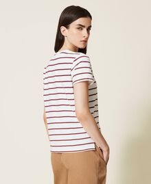 Striped t-shirt with logo "Snow" White / Grape Stripe Woman 222TP213A-03