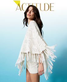 Knit poncho with fringes Mother Of Pearl Woman 231AA4240-01