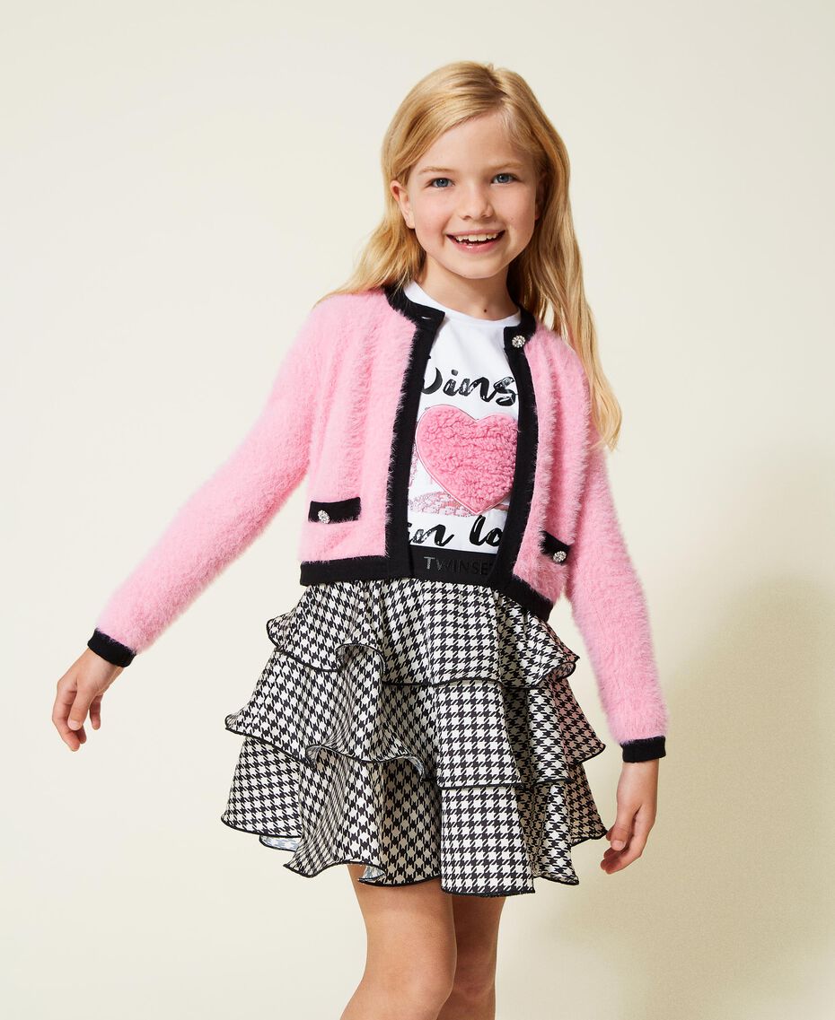 Giacca in maglia con bottoni gioiello Rosa "Aurora Pink" Bambina 222GJ308D-01