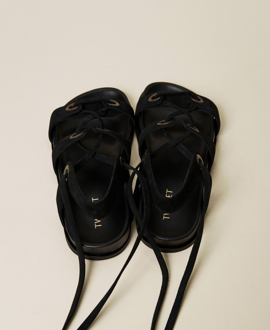 Gladiator suede sandals Black Woman 221TCT022-03