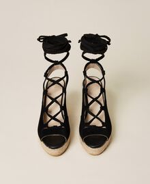 Sandales compensées en cuir Noir Femme 221TCT122-05