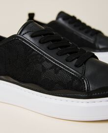Leather and lace trainers Black Woman 222TCP020-04