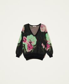 Pique jacquard mohair blend jumper Multicolour Neon Crazy Flowers Jacquard Woman 222TT3572-0S