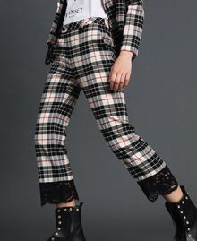 Flared trousers in chequered wool “Snow” White Tartan Jacquard Woman 192TP2622-02