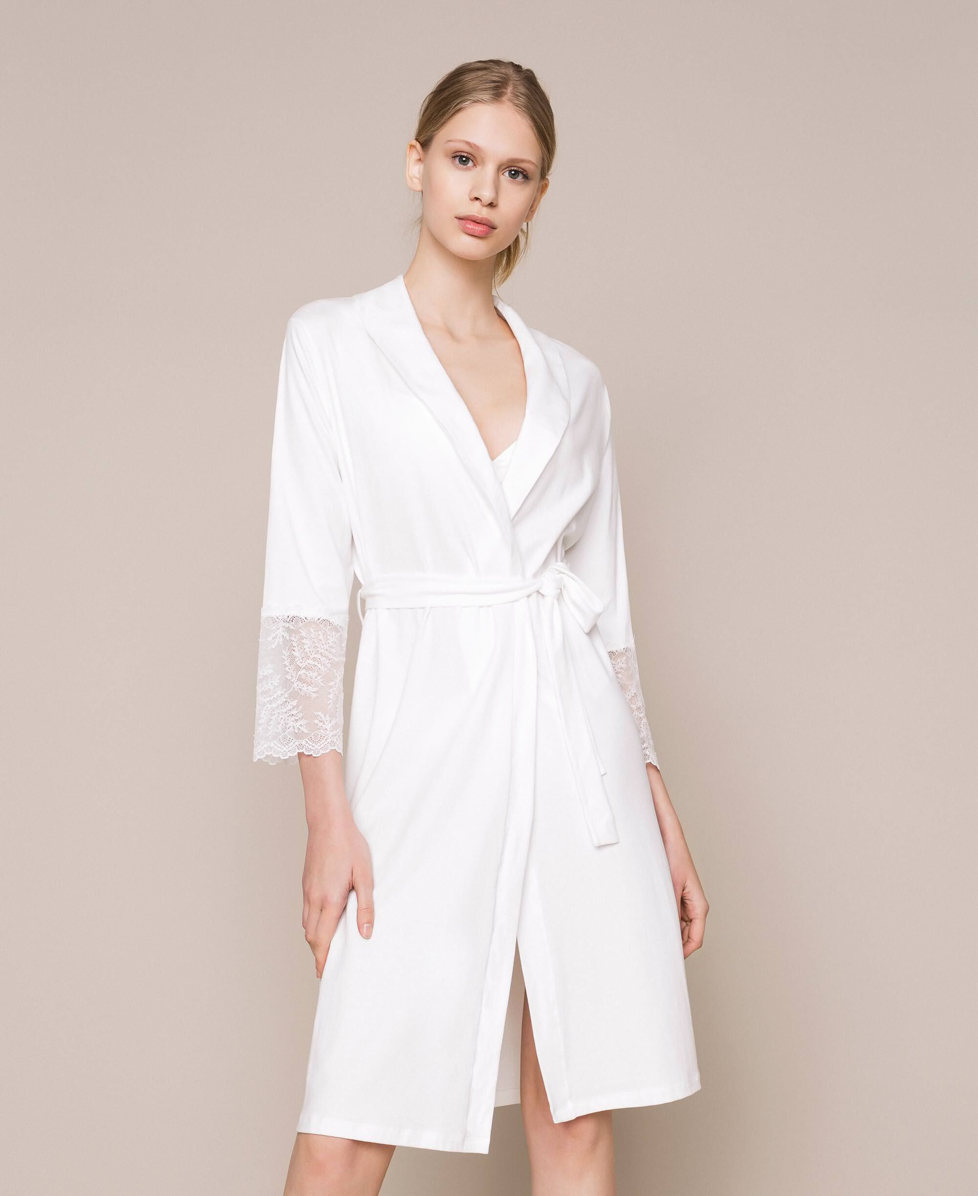 Lace dressing gown Woman, White 