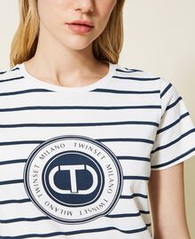 T-shirt rayé avec logo Blanc « Neige »/Rayure Grape Femme 222TP213A-04
