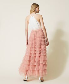 Pleated tulle long skirt Parisienne Pink Woman 222TP2111-03