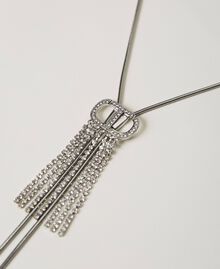 Necklace with Oval T and rhinestone fringes Crystal Woman 231TA417C-02