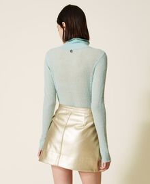 Laminated leather-like mini skirt Pale Gold Woman 222AP2341-04