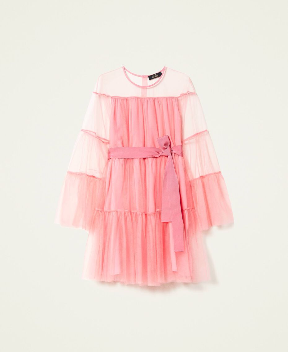 Short flounced tulle dress “Candy” Pink Woman 222AP2046-0S