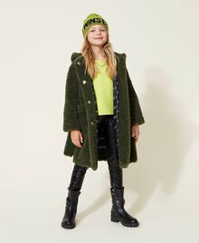 Scuba fabric hoodie with logo "Kiwi Colada" Green Child 222GJ212C-0T