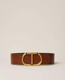 Belt with maxi Oval T logo "Argan Oil" Brown Crocodile Print Woman 222TO504G-01