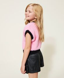 Gilet in maglia punto pelliccia Rosa "Aurora Pink" Bambina 222GJ308E-03