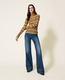High waist bell bottom jeans Mid Denim Woman 222AP2670-02